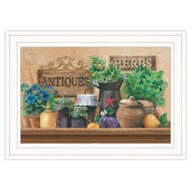 Antiques and Herbs White Framed Print Kitchen Wall Art - $79.99