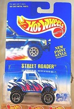 1991 Hot Wheels Blue/White Card #252 STREET ROADER White/Blue w/Chrome SB Spokes - £12.19 GBP