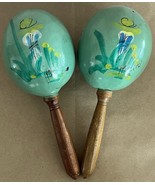Vintage Hand Painted Wooden Maracas From Mexico Man in Sombrero W/ Agave... - $17.83 CAD