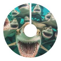 Laughing Lemon Sharks: Joyful Sea Jaws Ocean Deep - Christmas Tree Skirts - £51.34 GBP