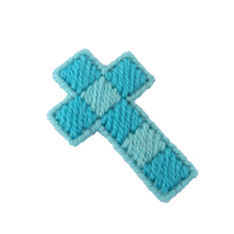 Checkered Easter Christmas Cross turquoise blue ornament - £8.79 GBP