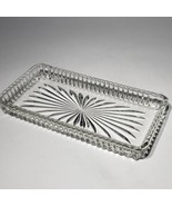 Clear Pressed Glass 7&quot; Rectangle Starburst Butter Dish Cheese Relish Van... - $9.95