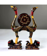 6.6&quot; Old Chinese Lacquerware Painting Dynasty Phoenix Bird Drum Statue D... - $946.42 MXN