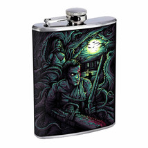 Horror Chainsaw Moon Em1 Flask 8oz Stainless Steel Hip Drinking Whiskey - £11.72 GBP