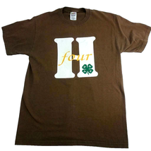 4H Club T shirt Men Size M Brown 50/50 Fruit of the Loom Best Four H Vintage 90s - £7.15 GBP