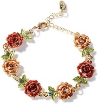 Rose Flower Leaf Bangle Bracelet  - £23.19 GBP