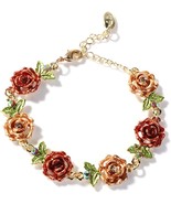 Rose Flower Leaf Bangle Bracelet  - £23.03 GBP