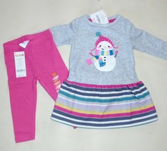 NWT Gymboree Baby Girl 6-12 Months Snowman Dress Pink Leggings  NEW - £18.00 GBP