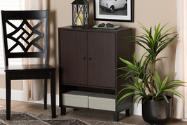 Sylvia Dark Brown 2-Door Entryway Shoe Storage Cabinet w/Bottom Shelf - $2,365.14 MXN