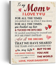 Mothers Day Gifts for Mom Women Her, To My Mom You Are the World Canvas Painting - £23.12 GBP