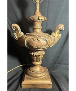 Vintage 17# Table Lamp Cast Plaster Handled Urn Carved Wood Look Light F... - $547.09 CAD