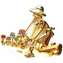 Danecraft Gold - Plated Flower Gardening Pin Brooch - $10.54