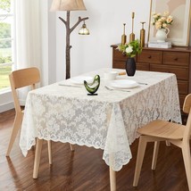 60 x 84 Inch Ivory Rectangle Lace Tablecloth. Classic Stylish Floral Pattern is  - £30.86 GBP