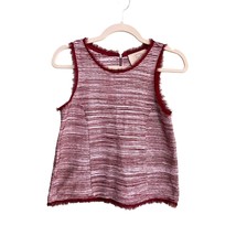 Vanessa Virginia By Anthropologie Xs Red White Sleeveless Top Eyelash Zipper - £13.42 GBP