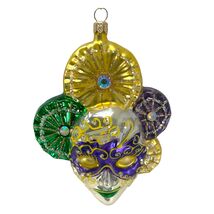 Purple and Green Venetian Mask Polish Glass Christmas Ornament - $45.00
