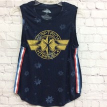 Captain Marvel Womens Tank Top Blue Yellow All Over Print Fifth Sun Scoop Neck M - £2.35 GBP