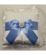 Ivory Ring Bearer Pillow With Blue Ribbon - $147.12 MXN