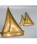 Set Of 3 Gold Brass Tone Metal Sailboat Wall Decor Pieces For Nautical O... - $488.26 MXN