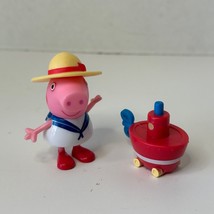 Peppa Pig Sailor Top Straw Hat w/ Boat Beach Figure Toy Set - £11.25 GBP