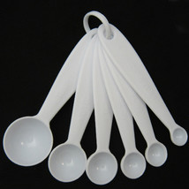 Measuring Spoons 6 Pc Set Plastic Steel Tea Coffee Measure Cooking Scoop - £9.86 GBP
