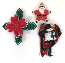 Lot of 3 Christmas Holiday Pins Brooches Appear Handmade - $9.00