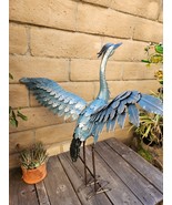 Metal Blue Heron Statue Garden Decor Home Decor Heron 28&quot; - 31&quot;, CHOOSE ... - $70.67 CAD