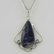 925 Argento Sterling Sodalite Gemma Fatto a Mano Ciondolo Collana Donna ... - £27.35 GBP+