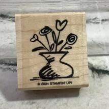 Stampin&#39; Up Rubber Stamp Bouquet Flowers Vase Doodle 1.75&quot; Square 2004 Crafts - £3.69 GBP