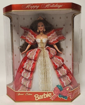 Mattel Special Edition Happy Holidays Barbie Red Gold Dress 1997 - £22.96 GBP