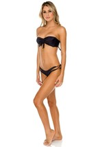 Luli Fama Black Ribbed &#39;triana&#39; Bandeau Bikini Top (Xs) Nwt $86 - £68.74 GBP