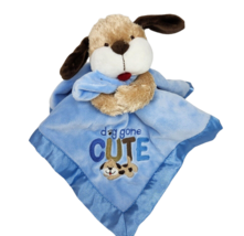 Carter&#39;s Dog Gone Cute Puppy Baby Blue Security Blanket Plush Soft Rattle Satin - £41.89 GBP