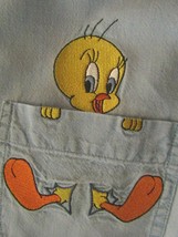 Vintage Warner Bros Looney Tunes Denim Shirt~Unisex/Men&#39;s Size Large~TWEETY BIRD - £52.76 GBP
