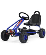 Kids Pedal Go Kart 4 Wheel Ride On Toys W/Adjustable Seat Handbrake Blue - £186.57 GBP