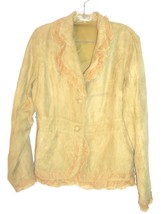 Claudia Richard Gold Microsuede Top with Lace Accents Size M - £35.25 GBP