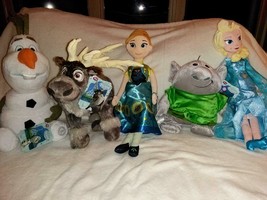 Disney Store Exclusive Plush Frozen Set: Olaf, Sven, Troll, Anna &amp; Elsa - £279.67 GBP