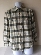 Izod Mens Shirt  Large Yellow Plaid Flannel Button Down Long Sleeve - £10.27 GBP