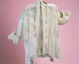 Kimono Beige Lace Open Front Duster Cardigan Wrap Shawl Cover Up Sz L We... - $38.61