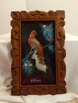 Vintage Mexican Feather Art Bird of Paradise Mixed Media Painting Framed Art - £19.55 GBP