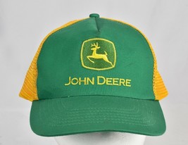 John Deere Trucker Style Hat Yellow Mesh Back Adjustable Strap Baseball Cap - $24.70