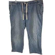 Vintage Y2K Old Navy 14 Jeans Cropped Capri Pants Pockets Tie Front Boho - £23.73 GBP