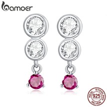 925 Sterling Silver Simple Round Zirconium Sparkling Drop Earrings for Women New - £17.46 GBP