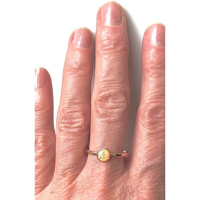 Ati 925 Sterling Silver Rose Gold Plated Faux Opal Ring Size 8.25 Sky Item image 9