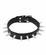 Real Cow Leather Spiked Choker Collar , BDSM Leather Choker with Metal S... - $16.12