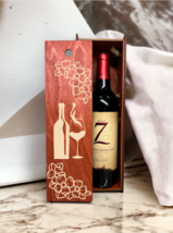 Engraved Wood Wine Box Bottle Glass Flowers Home Décor Gift Birthday Chr... - $649.56 MXN