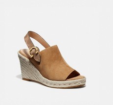 New Coach Brown Leather Suede Wedge Platform Sandals Size 8 M $150 - £78.40 GBP