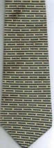 Tommy Hilfiger Necktie Yellow Navy Brick Pattern 100% Silk Made in USA - £14.58 GBP