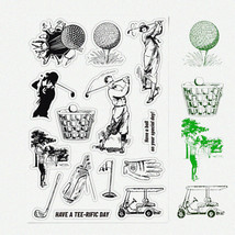 Retro Golf Theme Clear Silicone Stamps Set - Includes Golf Balls, Clubs,... - $21.73