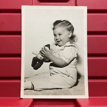 Portrait Of Young Girl Holding Toy 4 7/8 x 6 7/8 Photograph Pre Owned Vtg 1950s - $8.99