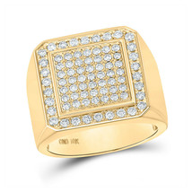 10kt Yellow Gold Mens Round Diamond Square Ring 1-1/3 Cttw - £1,423.34 GBP