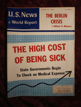 U S News World Report March 16 1959 High Cost of Being Sick Berlin Crisis - £8.43 GBP